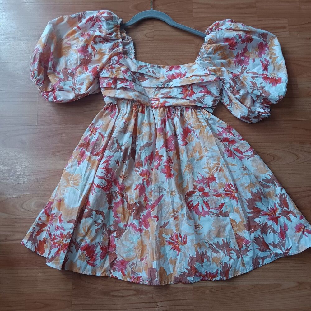 Abercrombie &‎ Fitch EMERSON POPLIN Floral Puff Sleeve Mini Dress Sz SP Boho